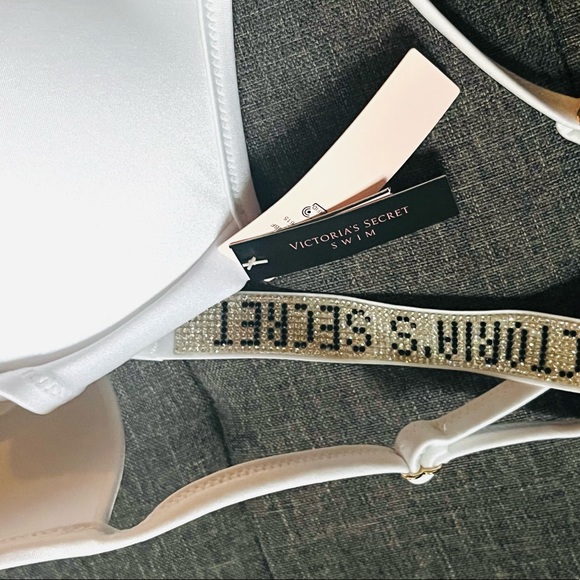 VICTORIA'S SECRET Shine Back Strap Full Coverage Push-Up Bikini Top Swim 36C RED - Picture 9 of 11